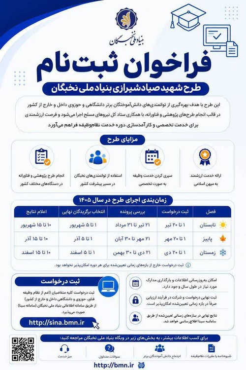 طرح شهید صیاد شیرازی بنیاد ملی نخبگان